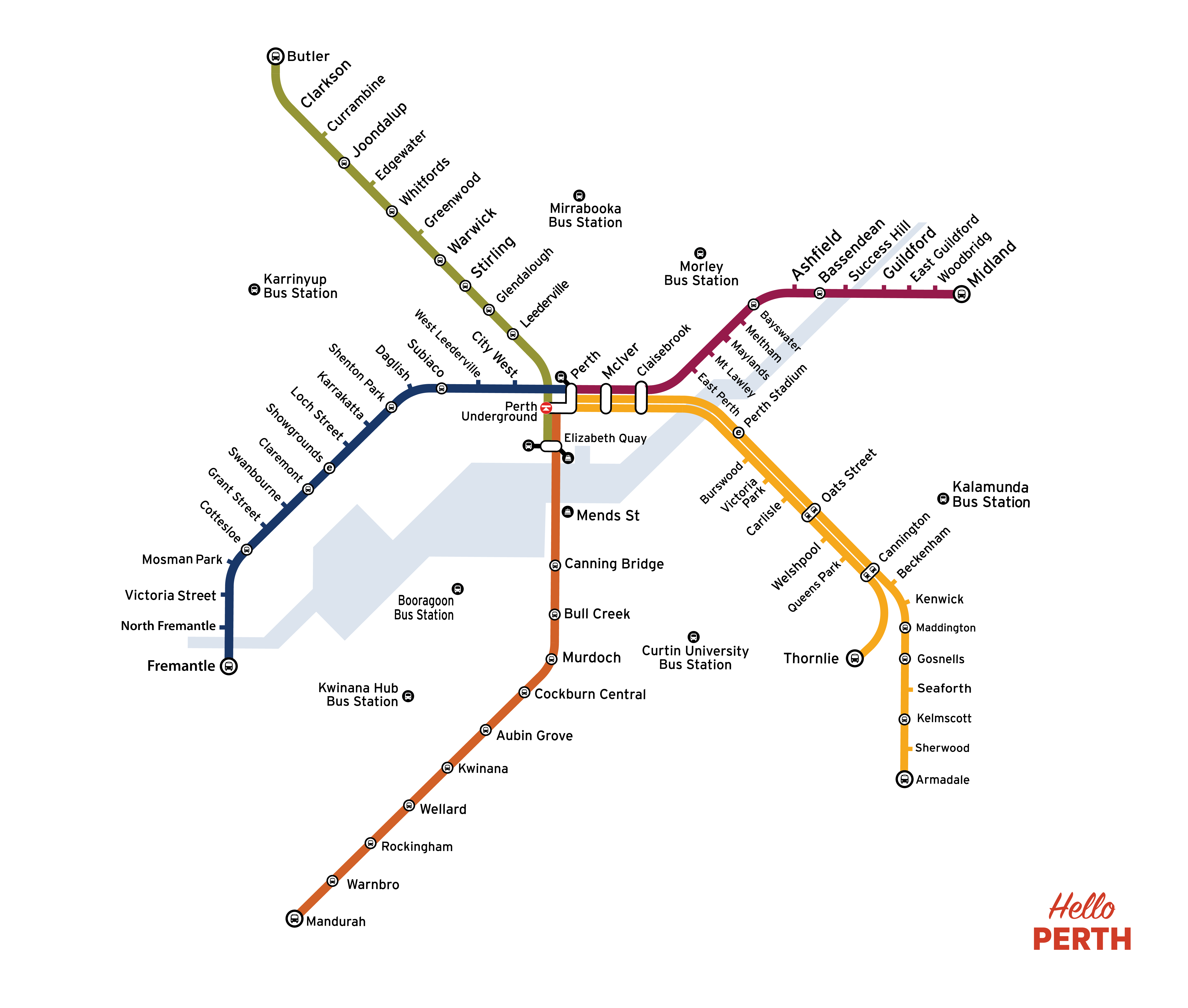 Perth Rail Map 